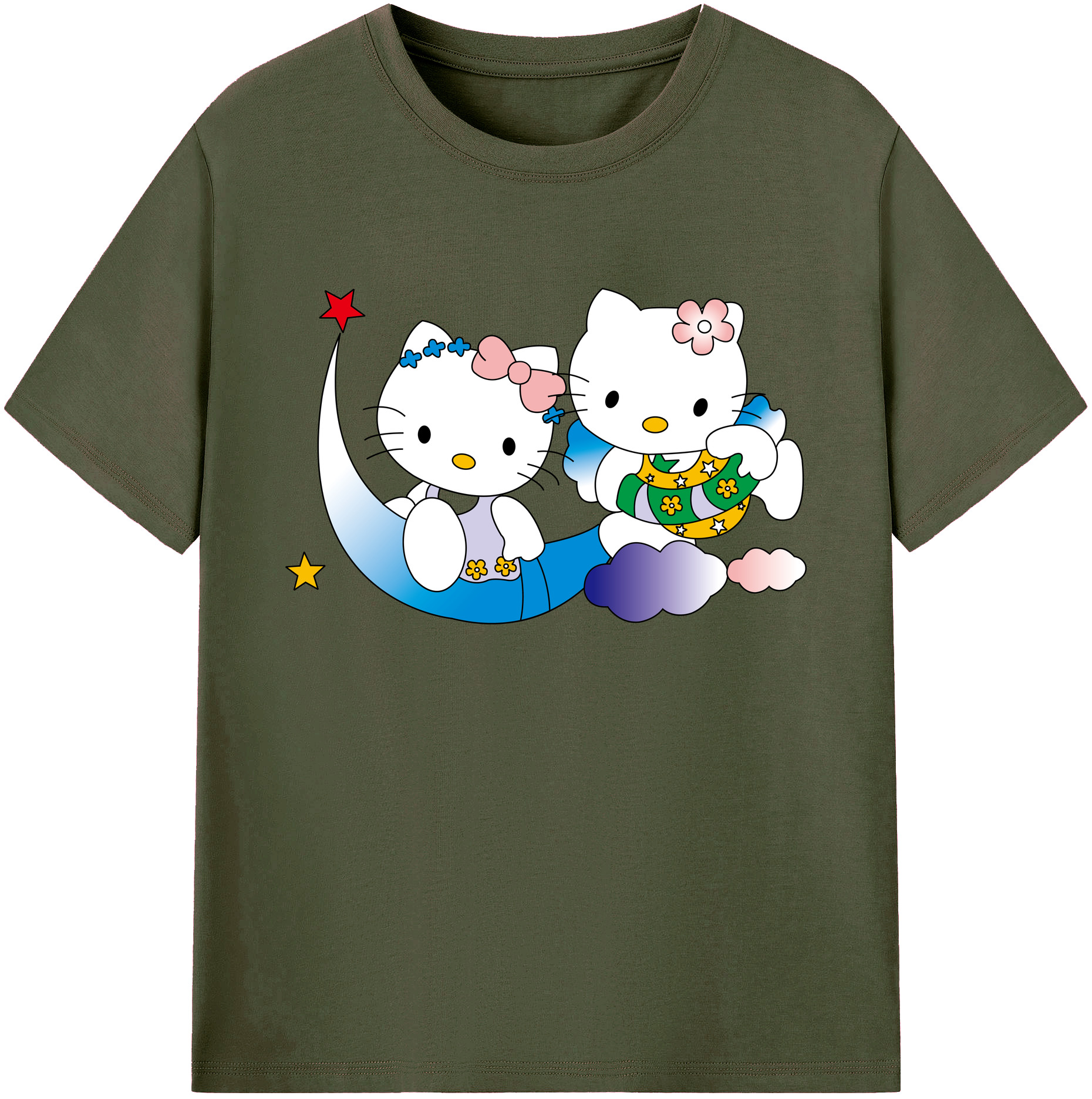 （画像用） Hello Kitty ハローキティ 綿100％ メンズ半袖Tシャツ｜肌触りやわらか＆通気性